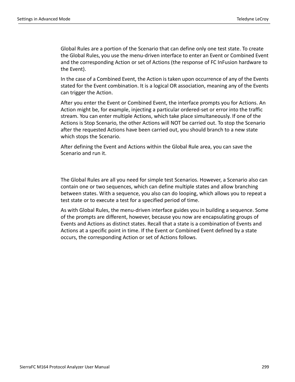 Global rules, Sequences | Teledyne LeCroy SierraFC M164 User Manual User Manual | Page 299 / 343
