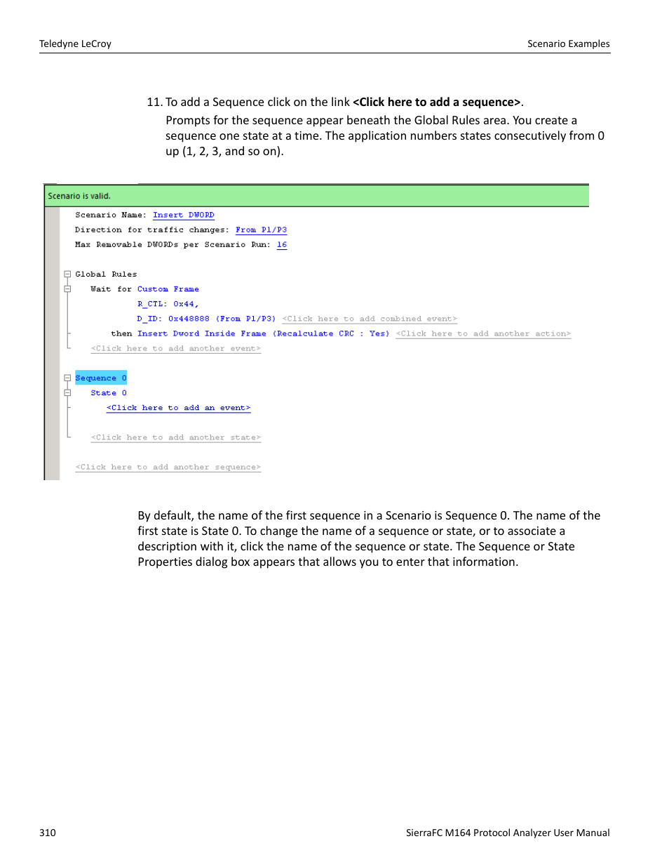 Adding a sequence | Teledyne LeCroy SierraFC M164 User Manual User Manual | Page 310 / 343