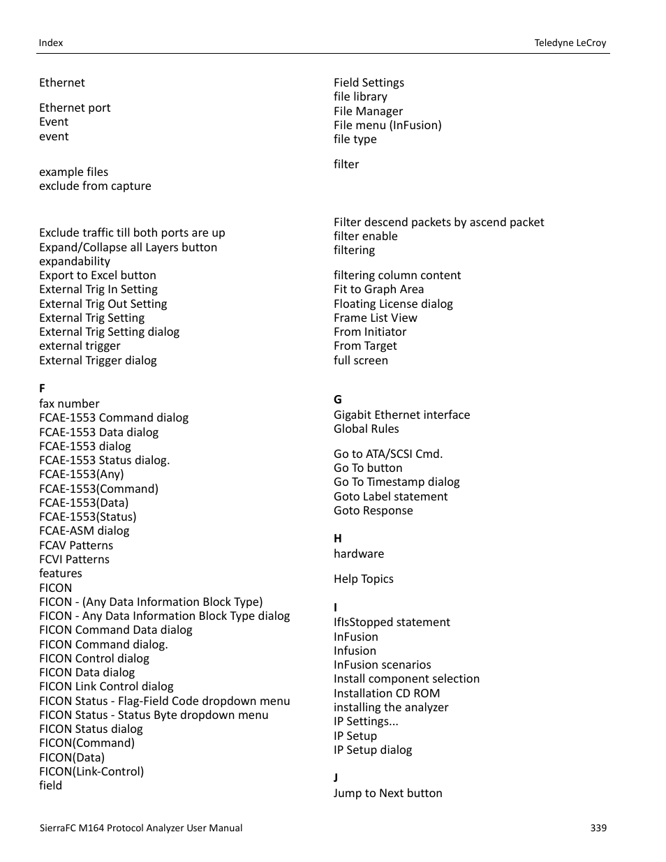 Teledyne LeCroy SierraFC M164 User Manual User Manual | Page 339 / 343