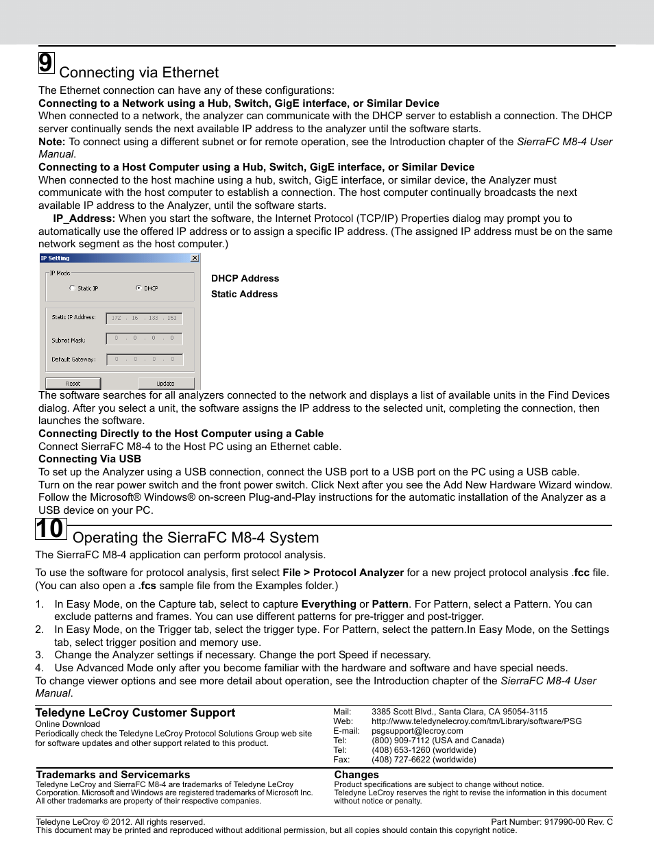 Operating the sierrafc m8-4 system, Connecting via ethernet | Teledyne LeCroy SierraFC M8-4 Quick Start Guide User Manual | Page 4 / 4