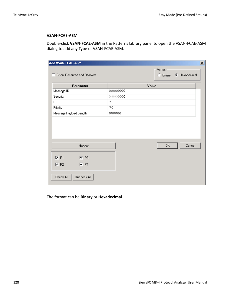 Vsan fcae | Teledyne LeCroy SierraFC M8-4 User Manual User Manual | Page 128 / 335