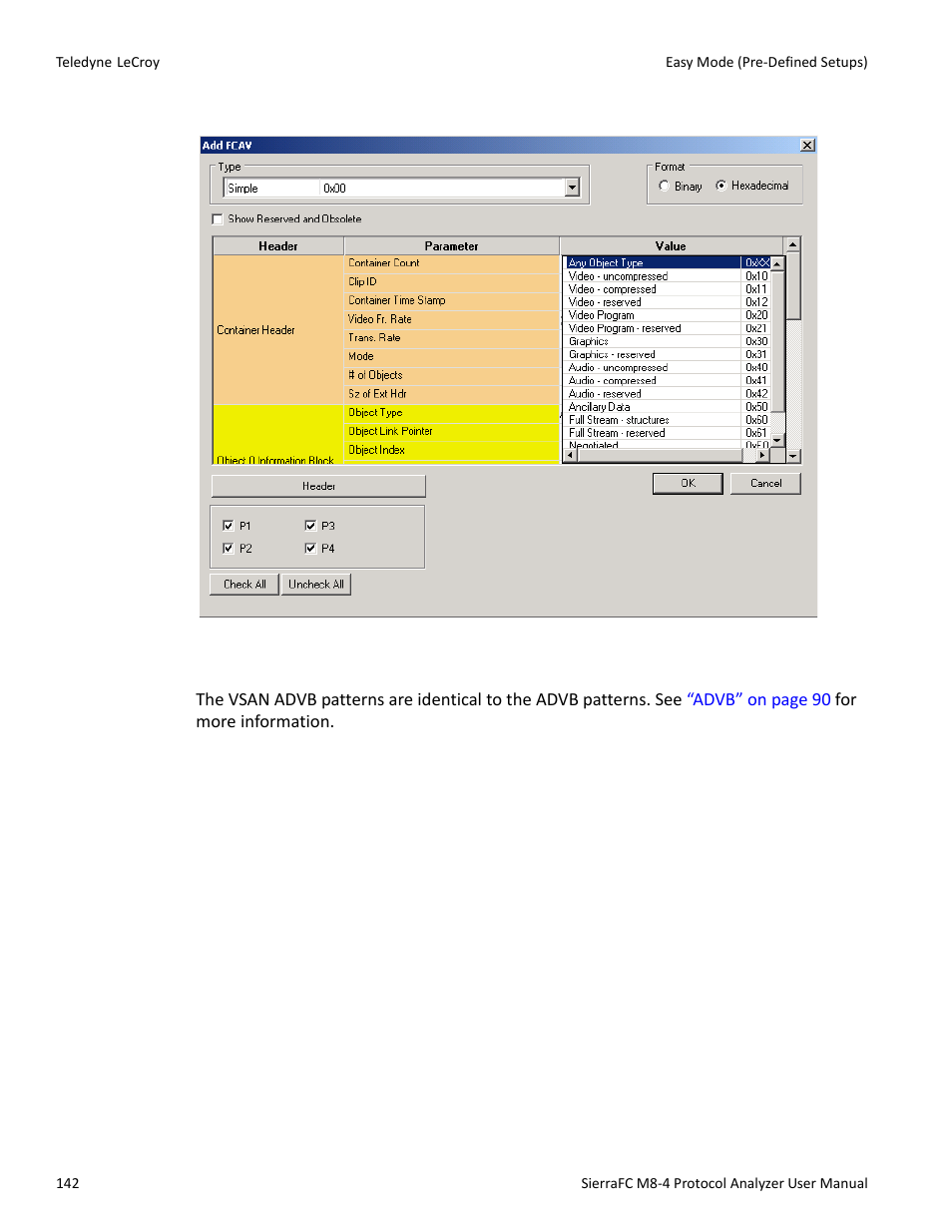 Vsan-advb | Teledyne LeCroy SierraFC M8-4 User Manual User Manual | Page 142 / 335