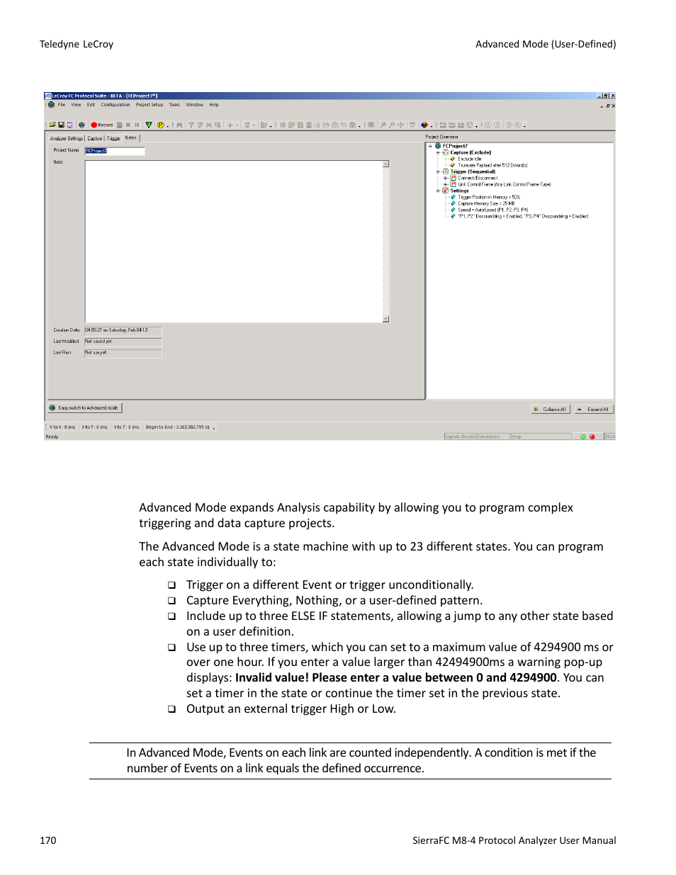 Advanced mode (user-defined) | Teledyne LeCroy SierraFC M8-4 User Manual User Manual | Page 170 / 335