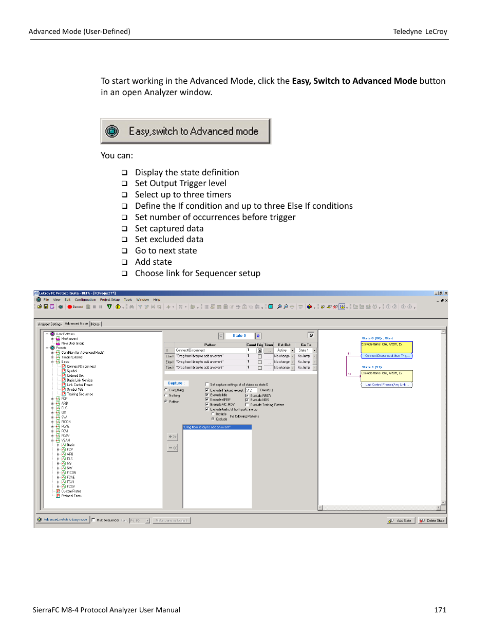 Working in advanced mode | Teledyne LeCroy SierraFC M8-4 User Manual User Manual | Page 171 / 335