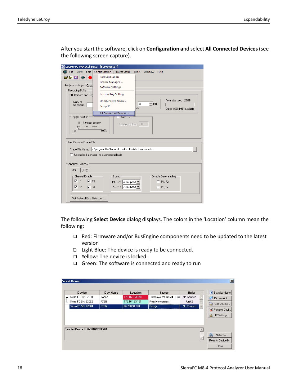 Select device | Teledyne LeCroy SierraFC M8-4 User Manual User Manual | Page 18 / 335