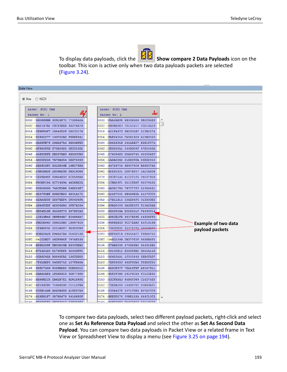 Compare two data payloads | Teledyne LeCroy SierraFC M8-4 User Manual User Manual | Page 193 / 335