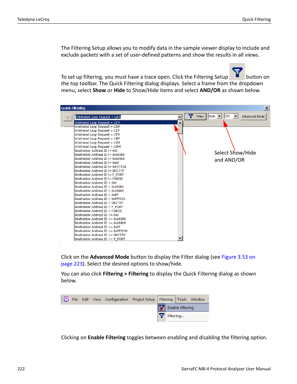 Quick filtering, Quick | Teledyne LeCroy SierraFC M8-4 User Manual User Manual | Page 222 / 335