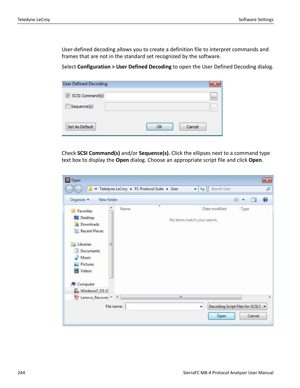 User-defined decoding | Teledyne LeCroy SierraFC M8-4 User Manual User Manual | Page 244 / 335