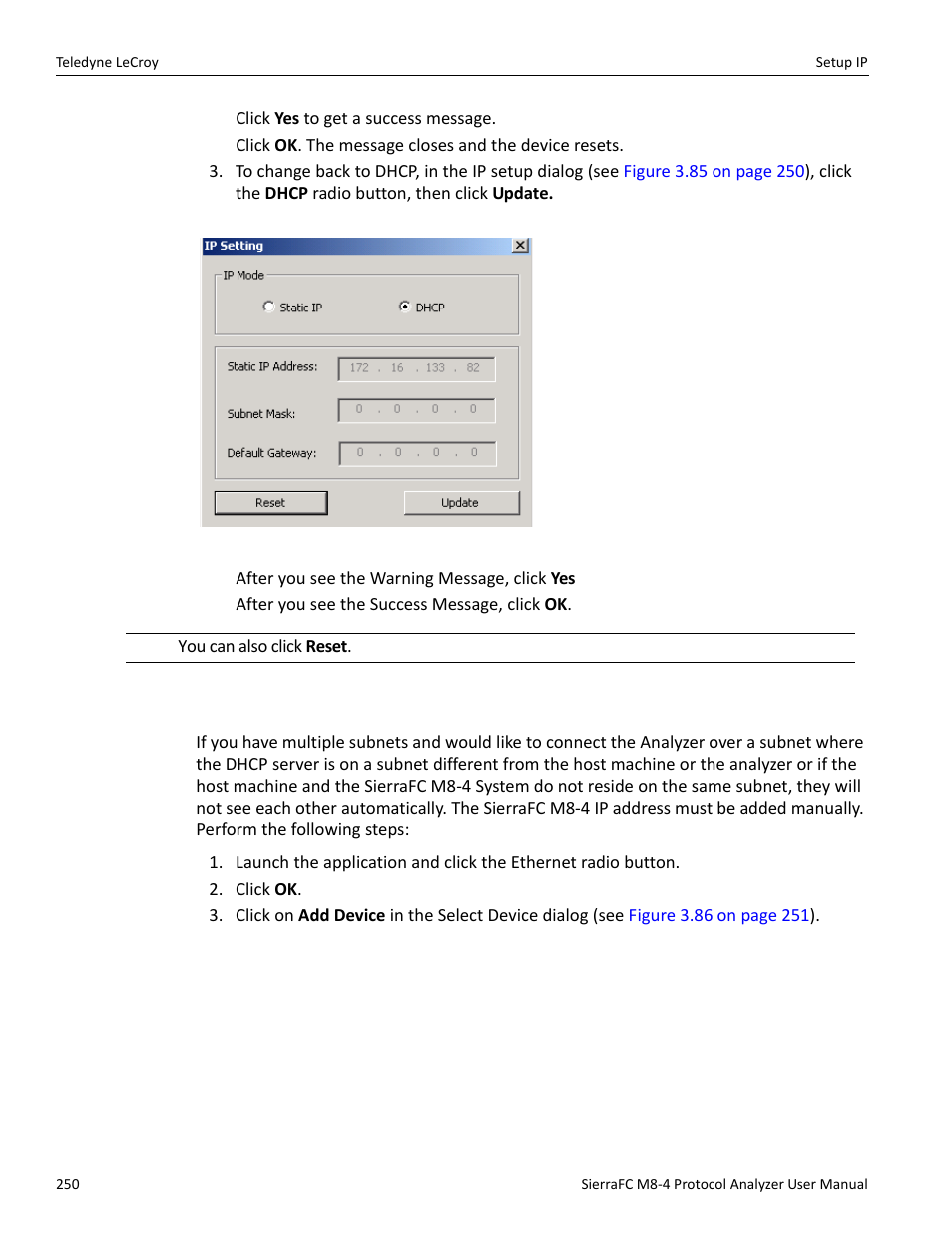 Ethernet connectivity through a different subnet | Teledyne LeCroy SierraFC M8-4 User Manual User Manual | Page 250 / 335