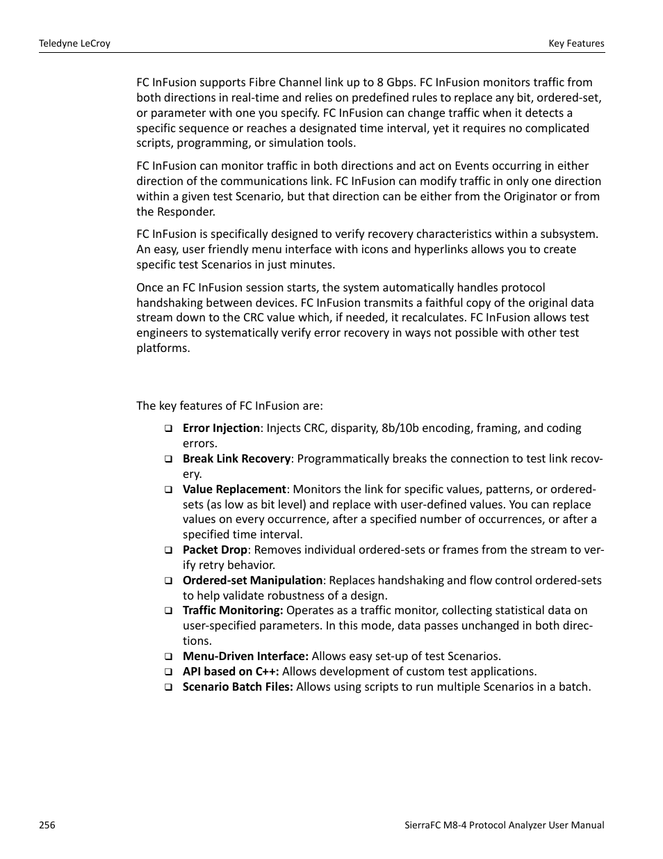 Key features | Teledyne LeCroy SierraFC M8-4 User Manual User Manual | Page 256 / 335