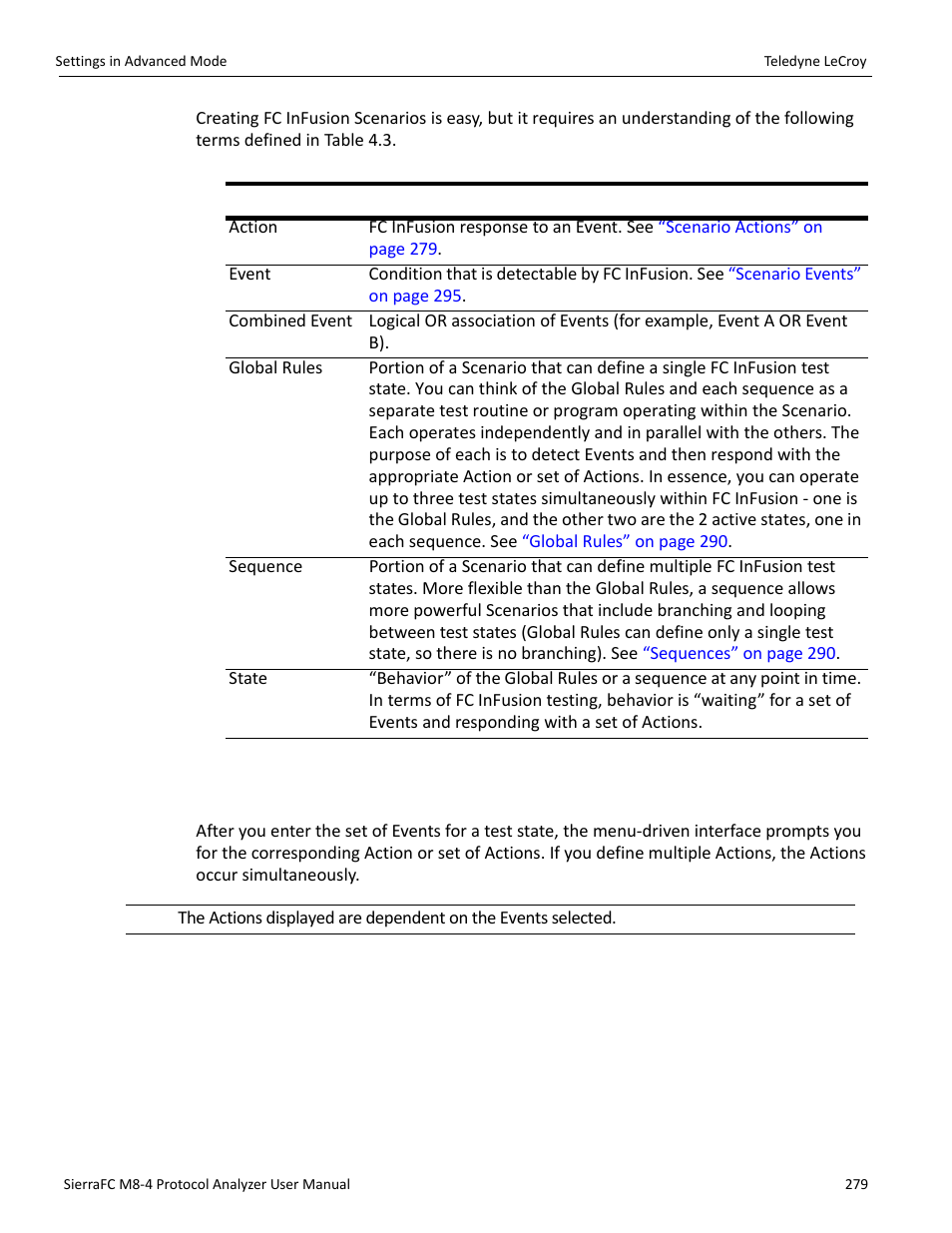 Scenario actions | Teledyne LeCroy SierraFC M8-4 User Manual User Manual | Page 279 / 335