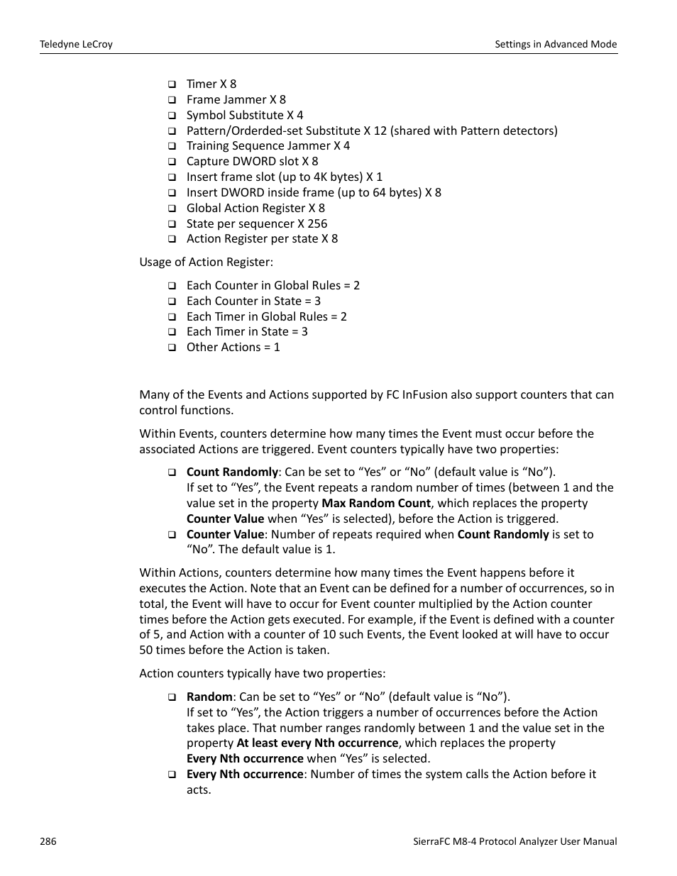 Using counters in events and actions | Teledyne LeCroy SierraFC M8-4 User Manual User Manual | Page 286 / 335