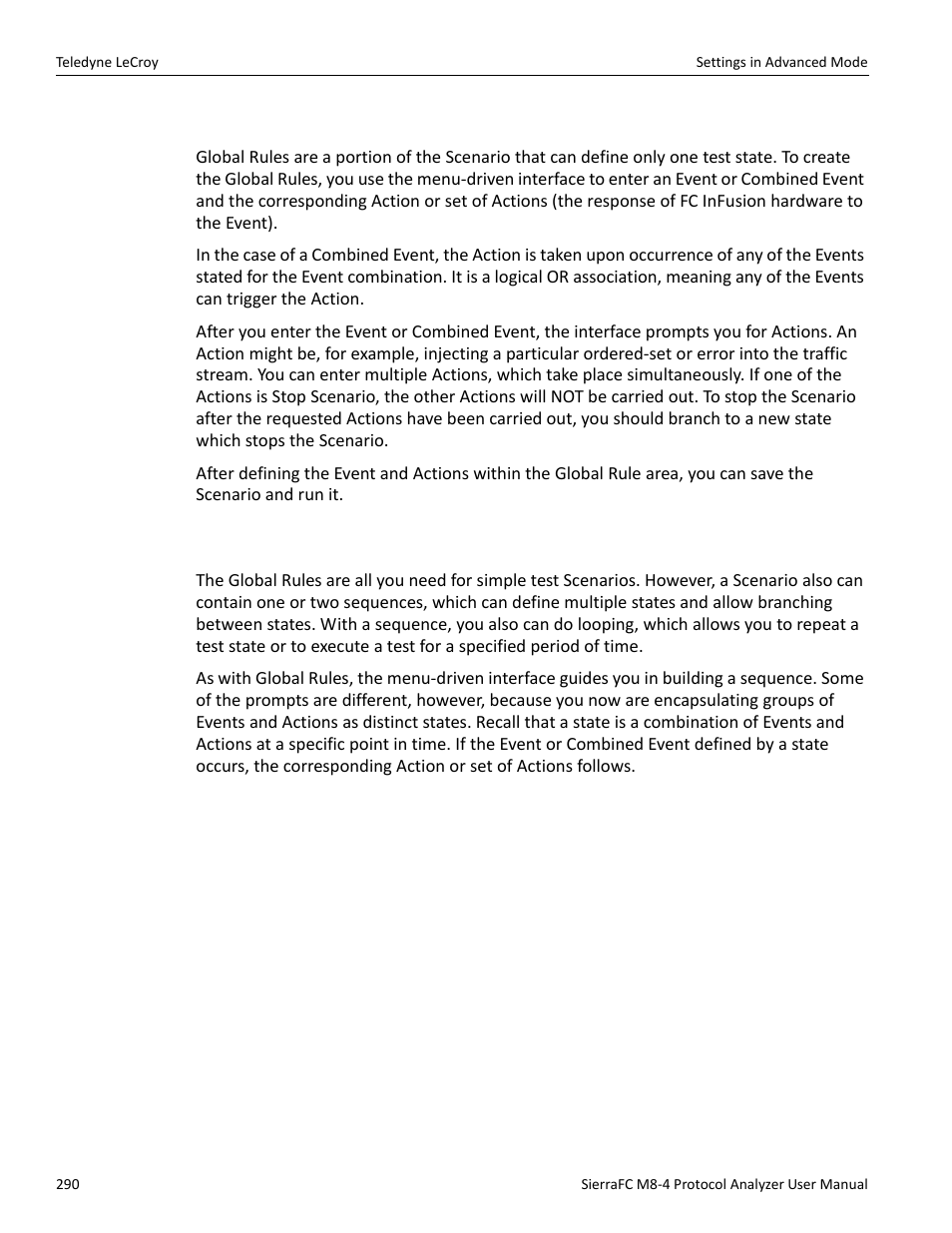 Global rules, Sequences | Teledyne LeCroy SierraFC M8-4 User Manual User Manual | Page 290 / 335