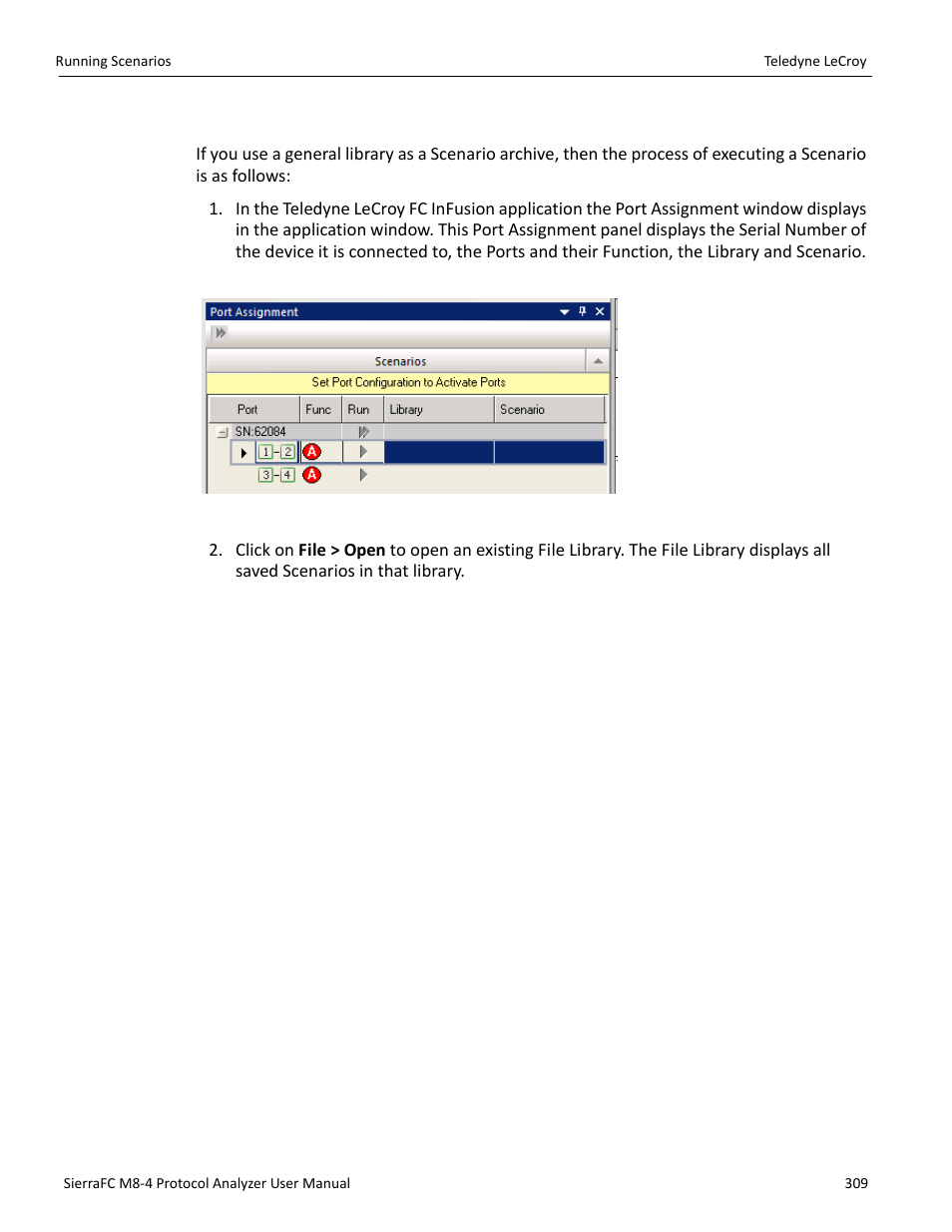 Running scenarios | Teledyne LeCroy SierraFC M8-4 User Manual User Manual | Page 309 / 335