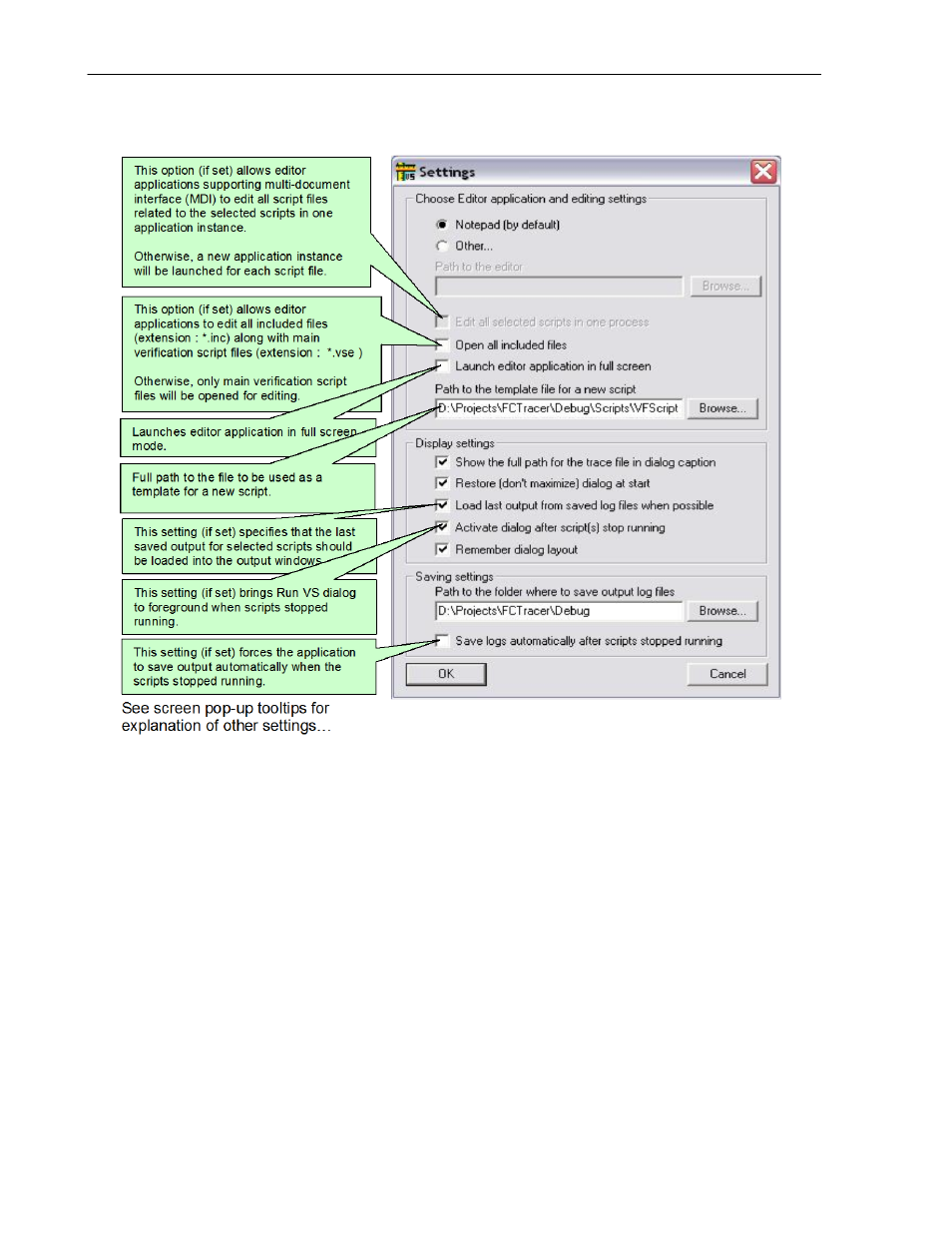 2 vse gui settings, 5 verification script engine input context members, Settings | Teledyne LeCroy SierraFC Verification Script Engine Reference Manual User Manual | Page 16 / 64