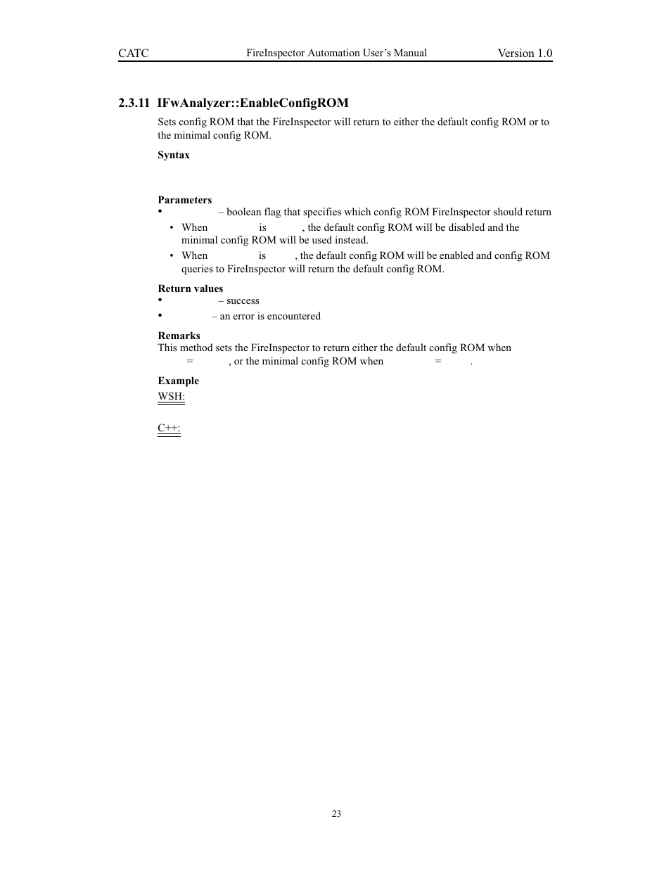 11 ifwanalyzer::enableconfigrom, Ifwanalyzer::enableconfigrom | Teledyne LeCroy FireInspector Automation Application Programming Interface User Manual | Page 27 / 92