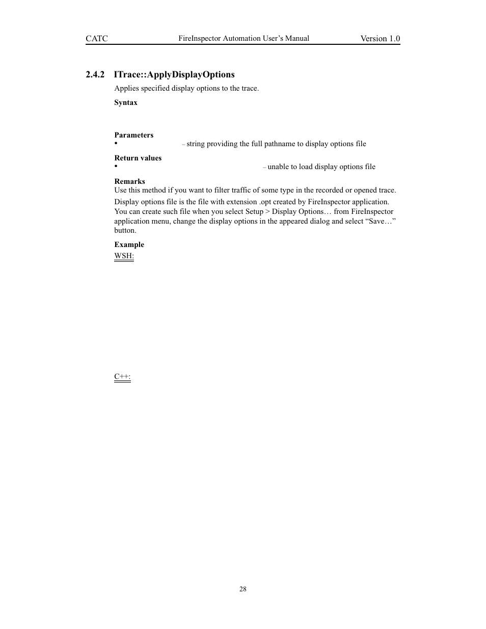 2 itrace::applydisplayoptions, Itrace::applydisplayoptions | Teledyne LeCroy FireInspector Automation Application Programming Interface User Manual | Page 32 / 92