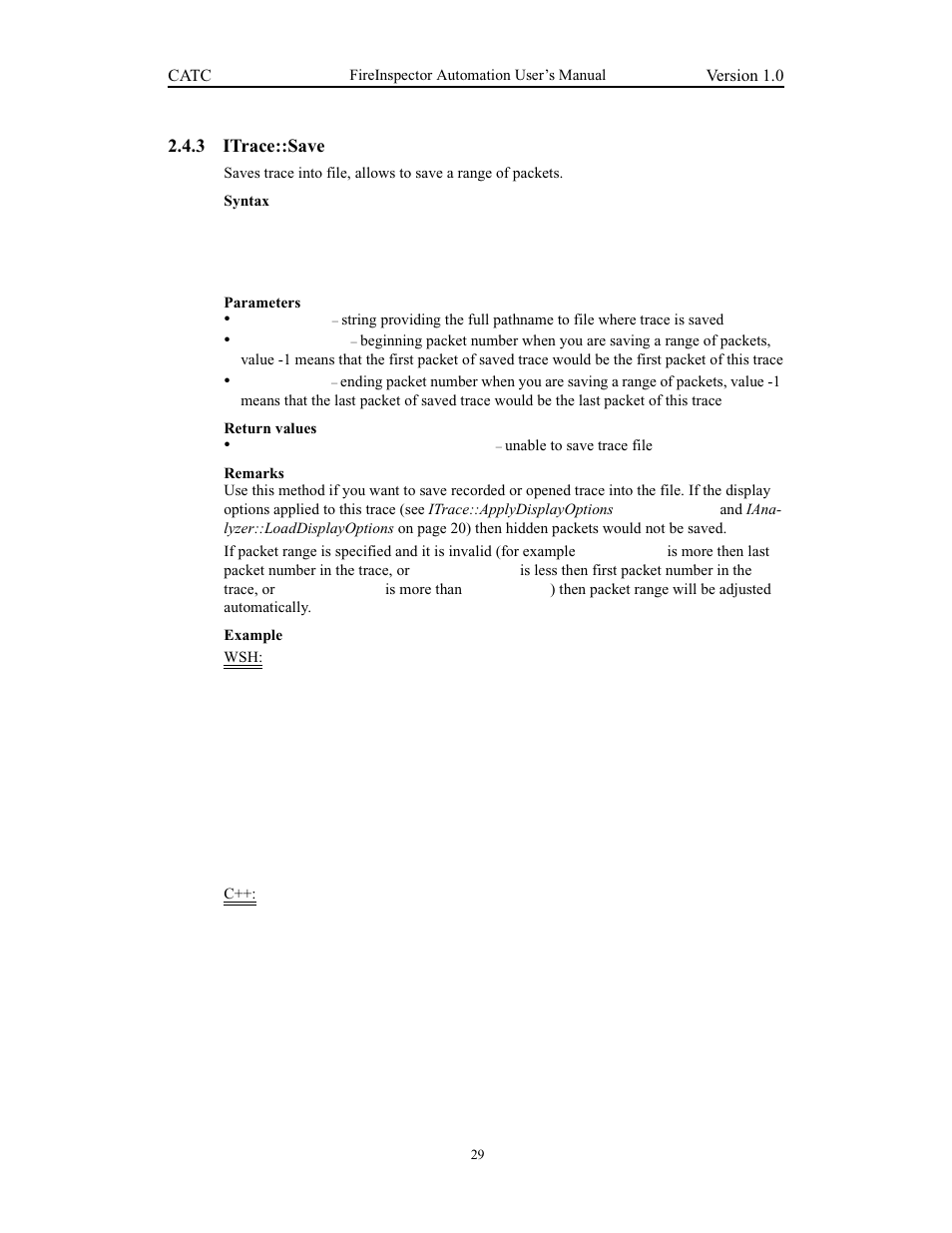 3 itrace::save, Itrace::save | Teledyne LeCroy FireInspector Automation Application Programming Interface User Manual | Page 33 / 92