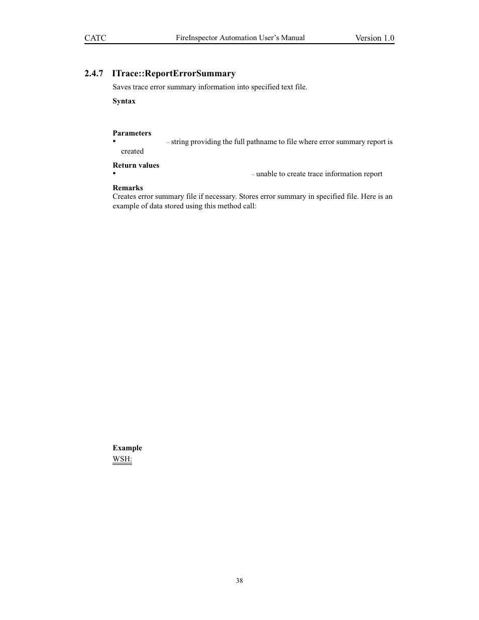 7 itrace::reporterrorsummary, Itrace::reporterrorsummary | Teledyne LeCroy FireInspector Automation Application Programming Interface User Manual | Page 42 / 92