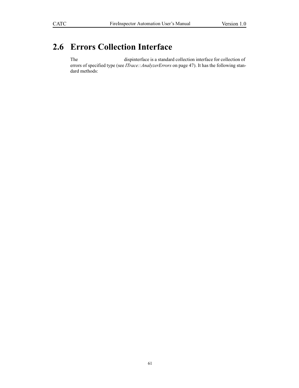 6 errors collection interface, Errors collection interface | Teledyne LeCroy FireInspector Automation Application Programming Interface User Manual | Page 65 / 92