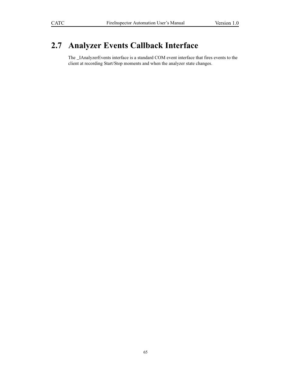 7 analyzer events callback interface, Analyzer events callback interface | Teledyne LeCroy FireInspector Automation Application Programming Interface User Manual | Page 69 / 92