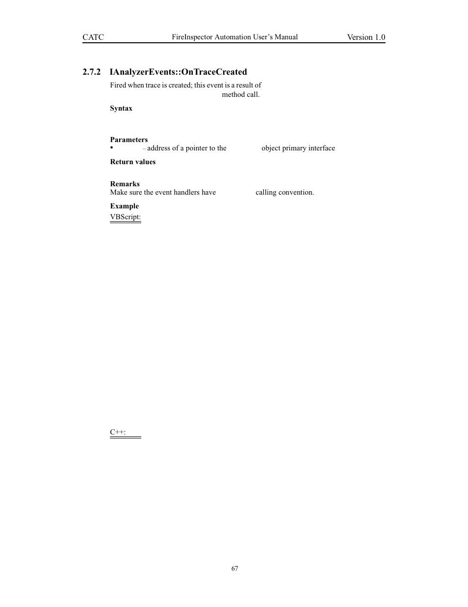 2 ianalyzerevents::ontracecreated, Ianalyzerevents::ontracecreated | Teledyne LeCroy FireInspector Automation Application Programming Interface User Manual | Page 71 / 92
