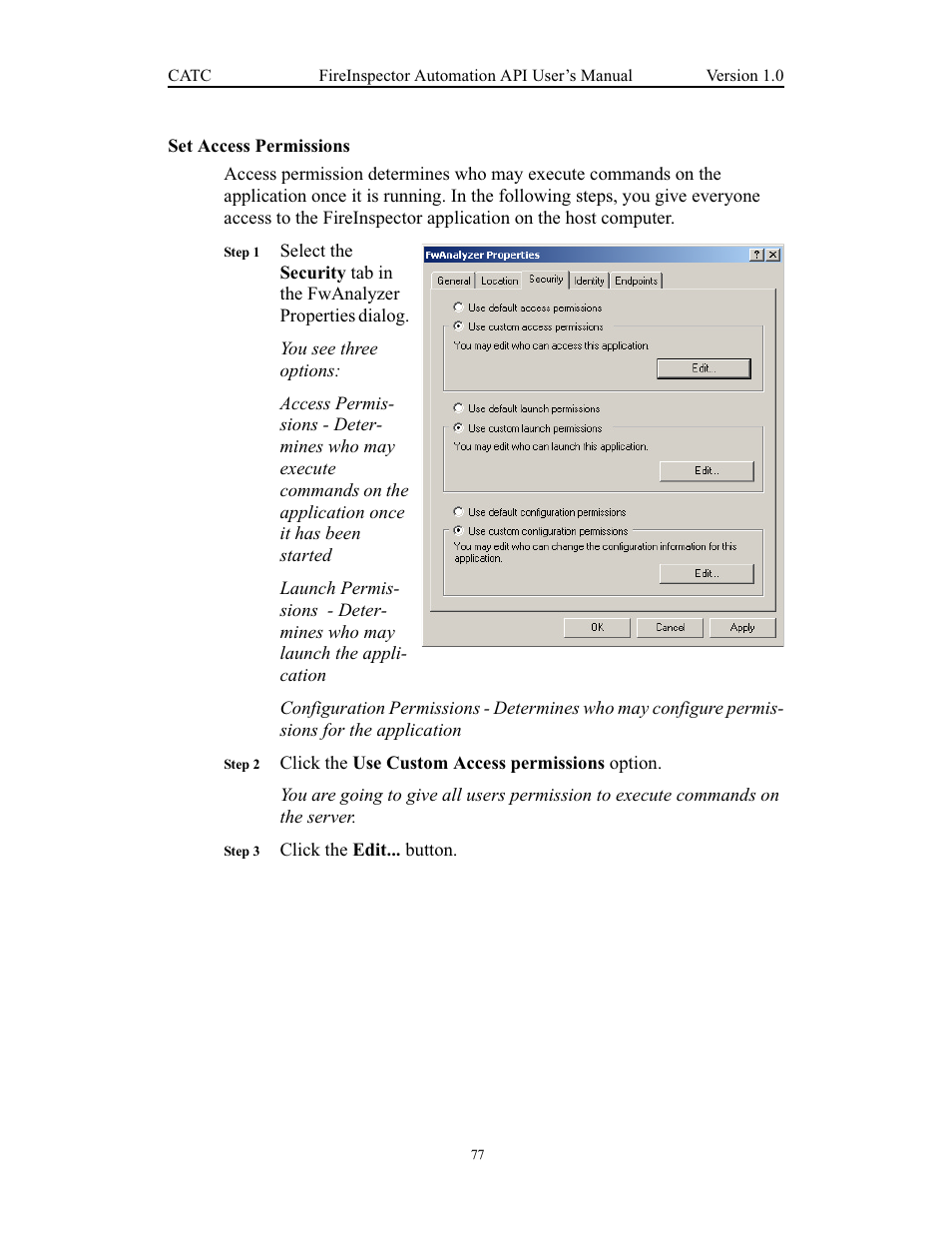 Set access permissions | Teledyne LeCroy FireInspector Automation Application Programming Interface User Manual | Page 81 / 92