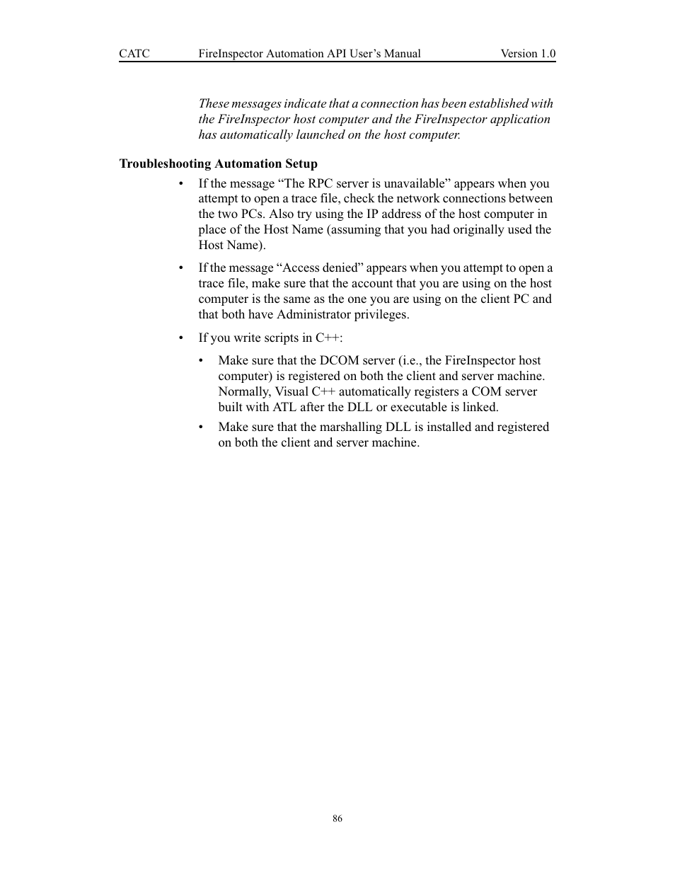 Troubleshooting automation setup | Teledyne LeCroy FireInspector Automation Application Programming Interface User Manual | Page 90 / 92