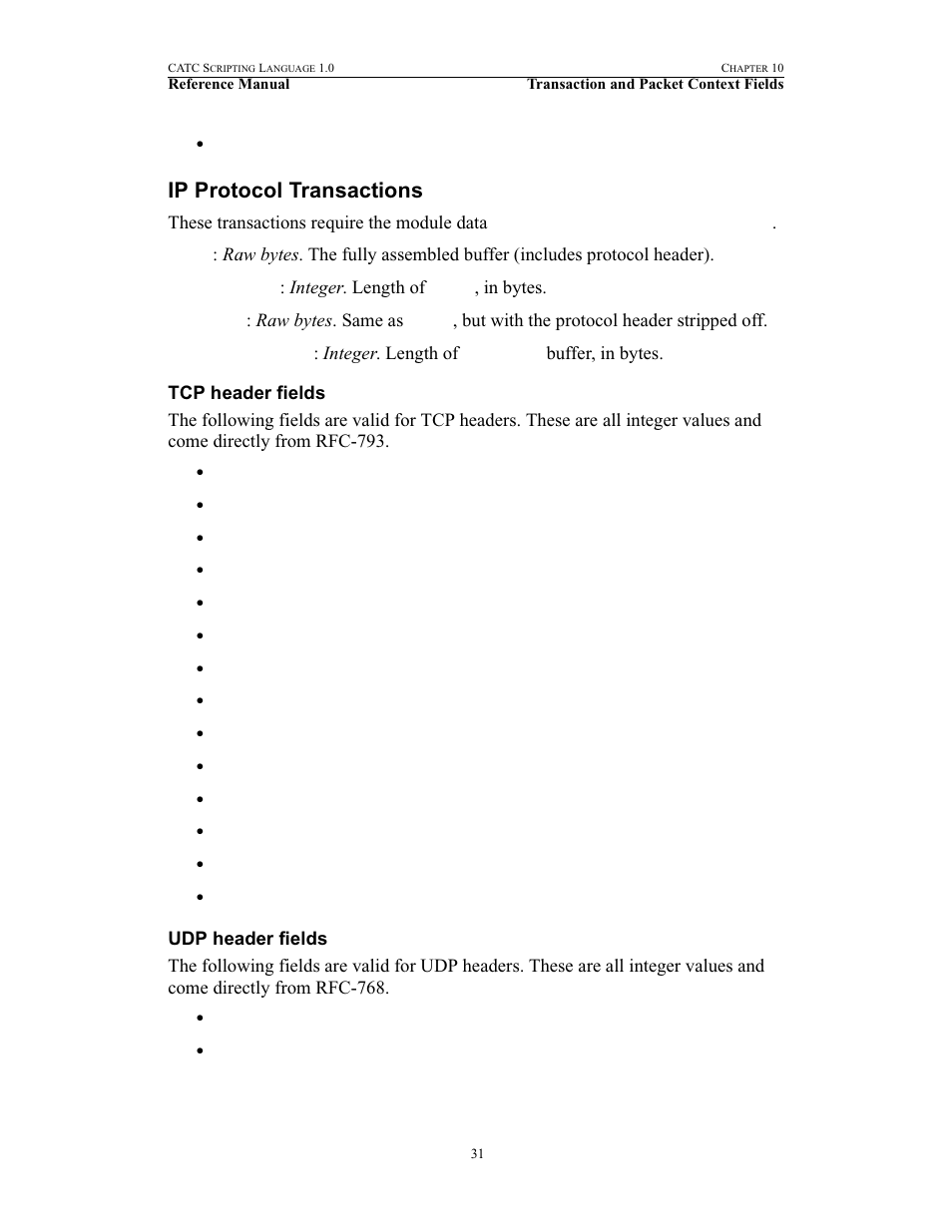 Ip protocol transactions, Tcp header fields, Udp header fields | Tcp header fields udp header fields | Teledyne LeCroy FireInspector - File Based Decoding User Manual | Page 37 / 74