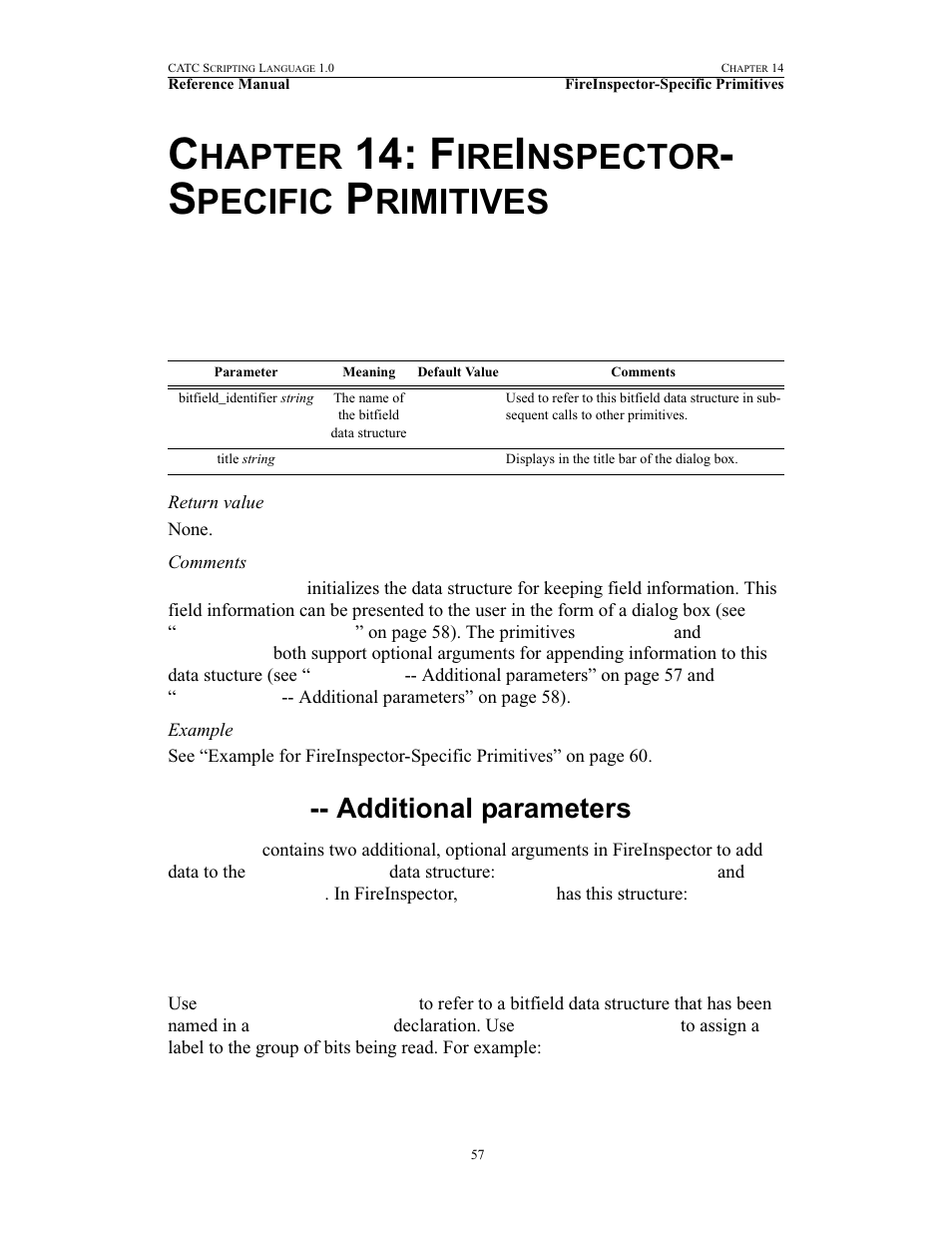 Chapter 14: fireinspector- specific primitives, Bitfieldinit(), Getnbits -- additional parameters | 14 fireinspector-specific primitives, Getnbits, Hapter, Nspector, Pecific, Rimitives | Teledyne LeCroy FireInspector - File Based Decoding User Manual | Page 63 / 74