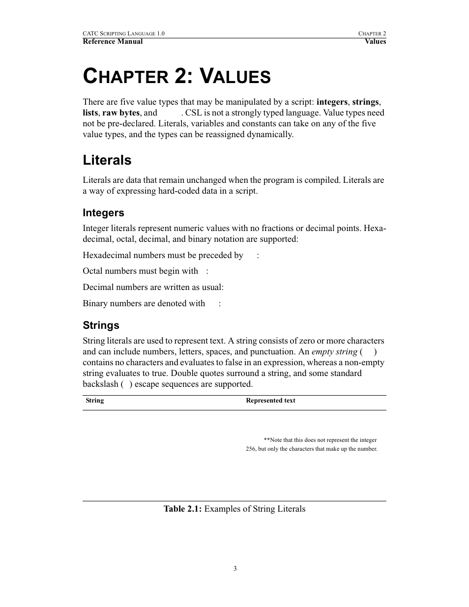 Chapter 2: values, Literals, Integers | Strings, 2 values, Integers strings, Hapter, Alues | Teledyne LeCroy FireInspector - File Based Decoding User Manual | Page 9 / 74