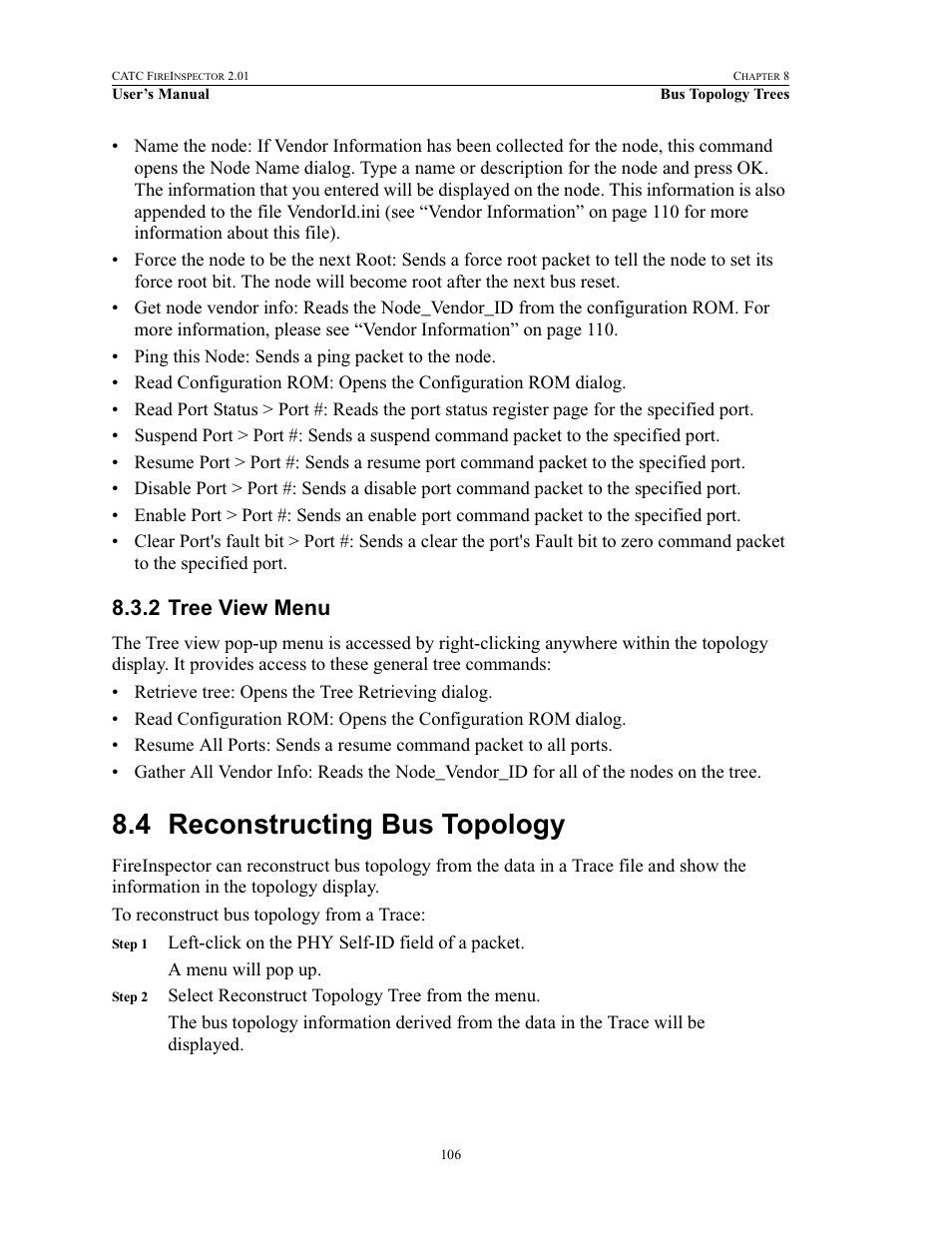 2 tree view menu, 4 reconstructing bus topology, Tree view menu | Reconstructing bus topology | Teledyne LeCroy FireInspector - Users Manual User Manual | Page 116 / 147