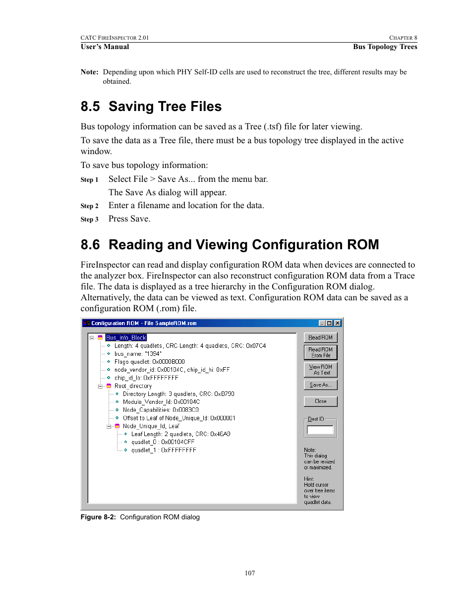 5 saving tree files, 6 reading and viewing configuration rom | Teledyne LeCroy FireInspector - Users Manual User Manual | Page 117 / 147