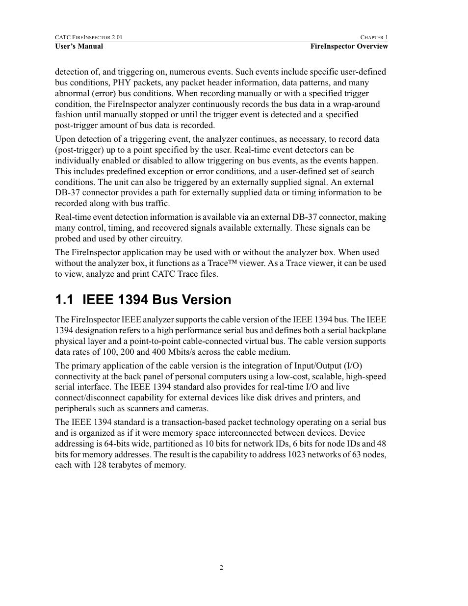 1 ieee 1394 bus version, Ieee 1394 bus version | Teledyne LeCroy FireInspector - Users Manual User Manual | Page 12 / 147