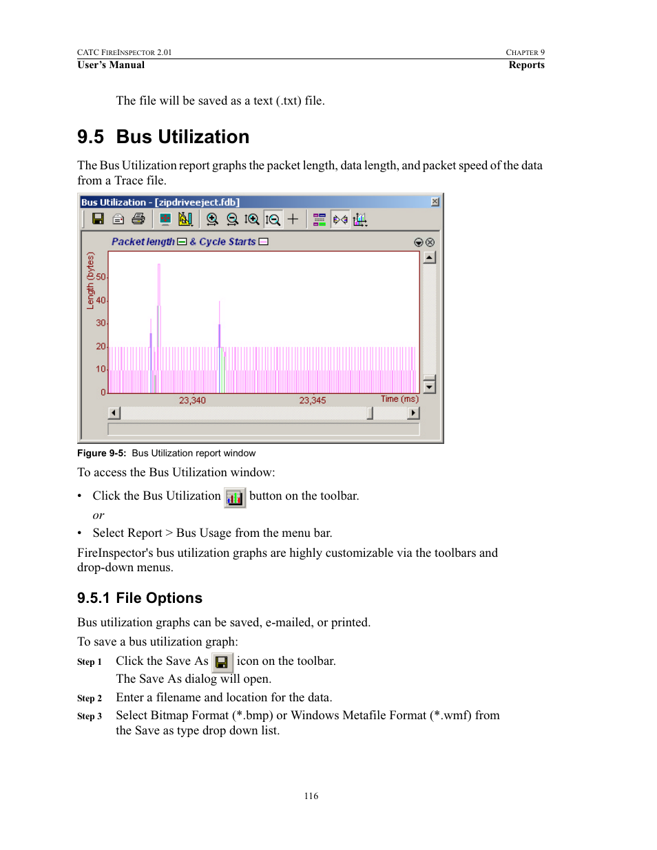 5 bus utilization, 1 file options, Bus utilization | File options | Teledyne LeCroy FireInspector - Users Manual User Manual | Page 126 / 147