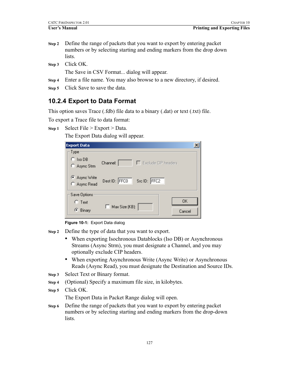 4 export to data format, Export to data format | Teledyne LeCroy FireInspector - Users Manual User Manual | Page 137 / 147