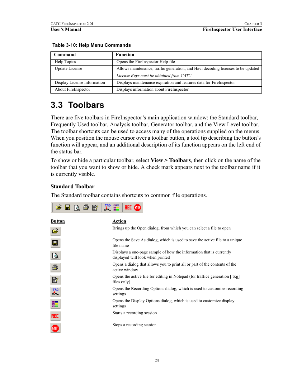 3 toolbars, Toolbars | Teledyne LeCroy FireInspector - Users Manual User Manual | Page 33 / 147
