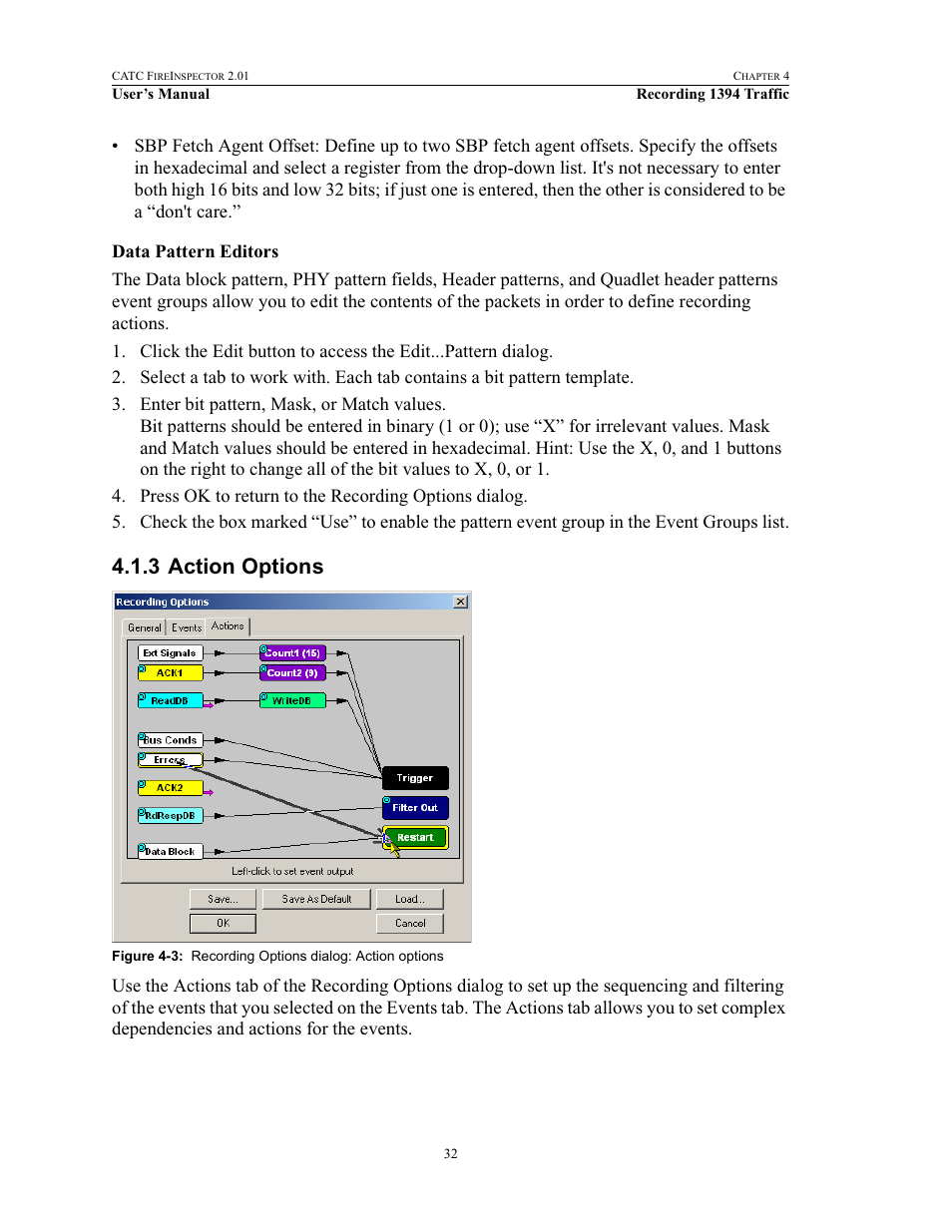 3 action options, Action options | Teledyne LeCroy FireInspector - Users Manual User Manual | Page 42 / 147