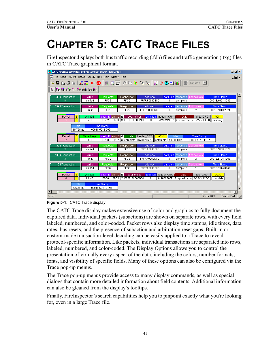 Chapter 5: catc trace files, 5 catc trace files, Catc t | Hapter, Race, Iles | Teledyne LeCroy FireInspector - Users Manual User Manual | Page 51 / 147