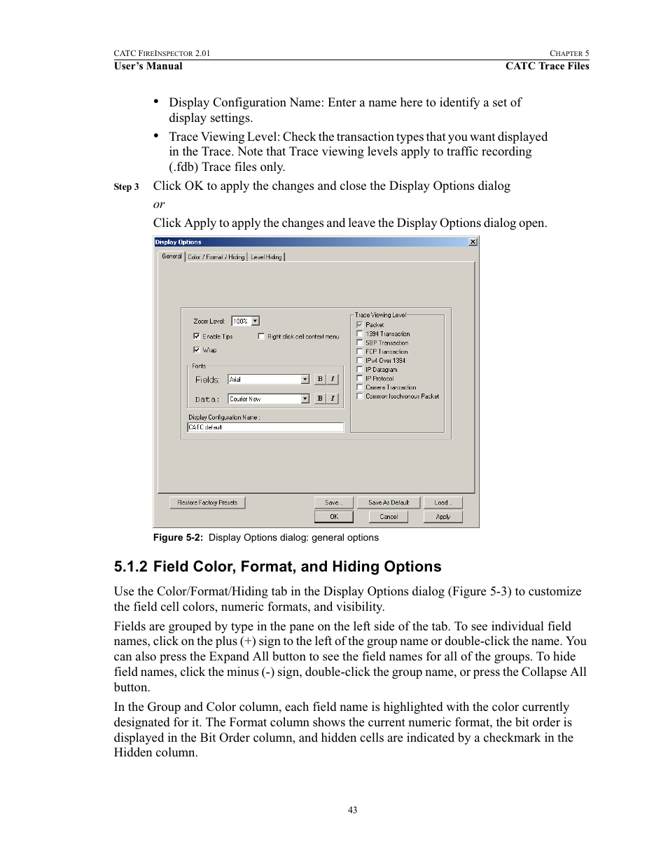 2 field color, format, and hiding options, Field color, format, and hiding options | Teledyne LeCroy FireInspector - Users Manual User Manual | Page 53 / 147