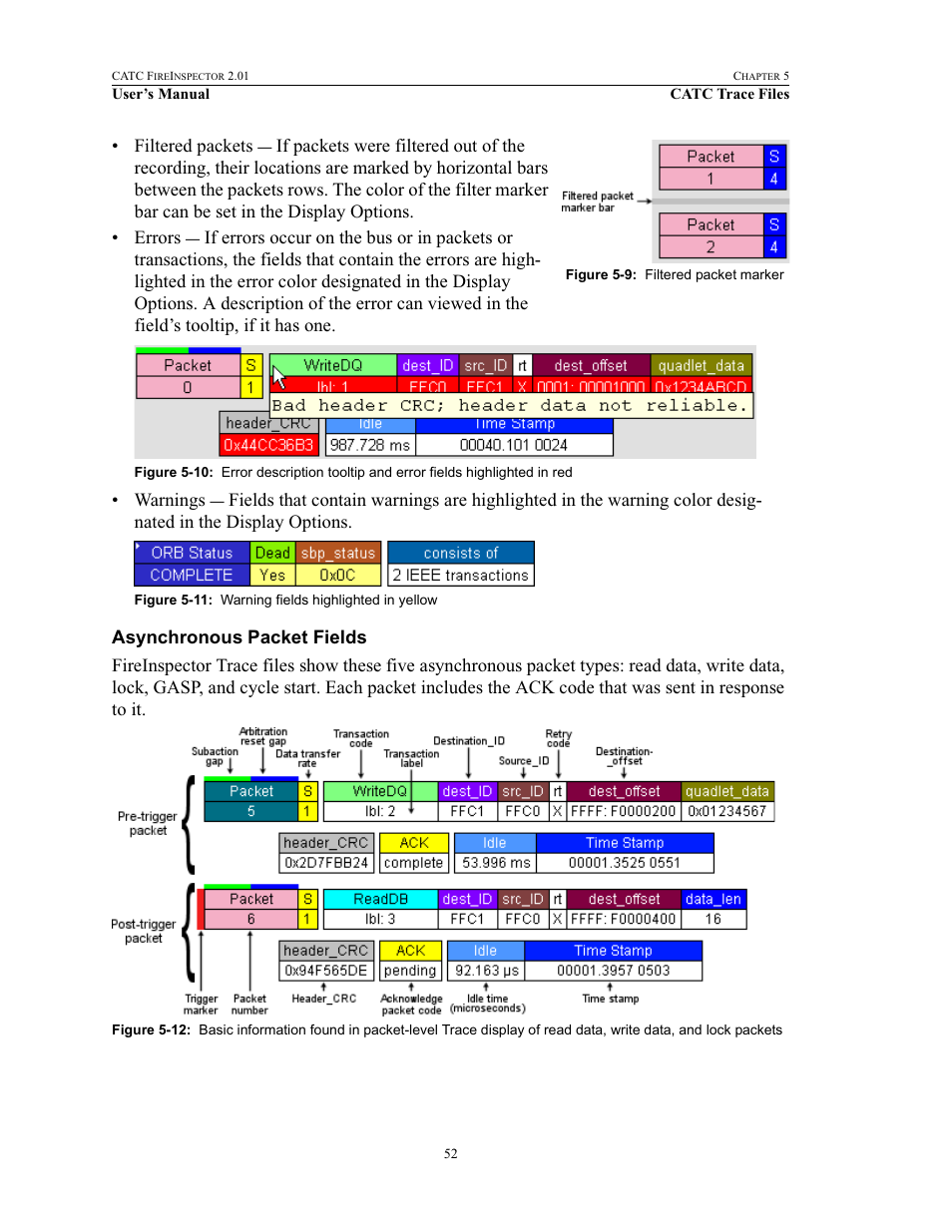 Asynchronous packet fields | Teledyne LeCroy FireInspector - Users Manual User Manual | Page 62 / 147