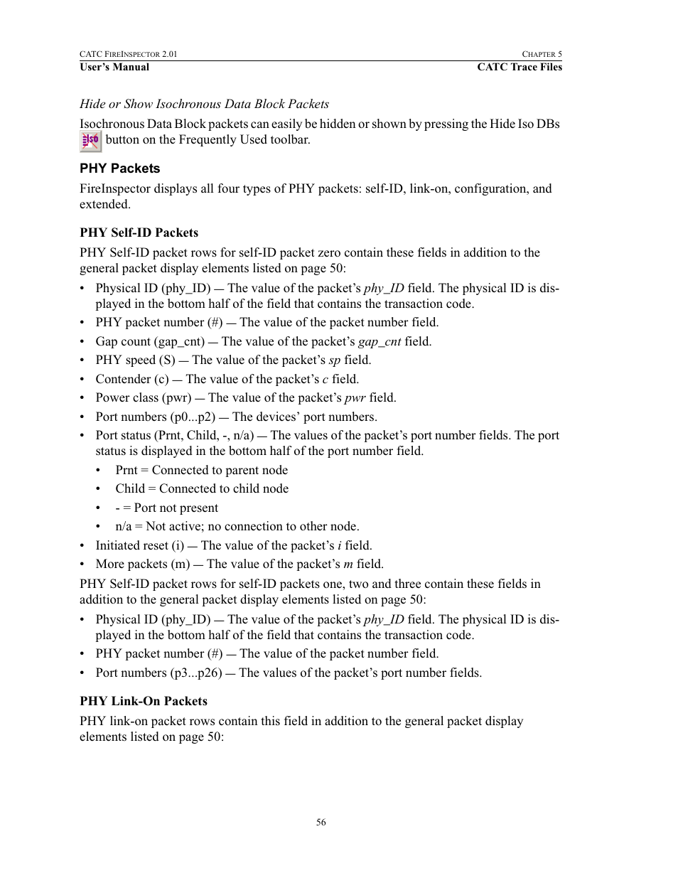 Phy packets | Teledyne LeCroy FireInspector - Users Manual User Manual | Page 66 / 147