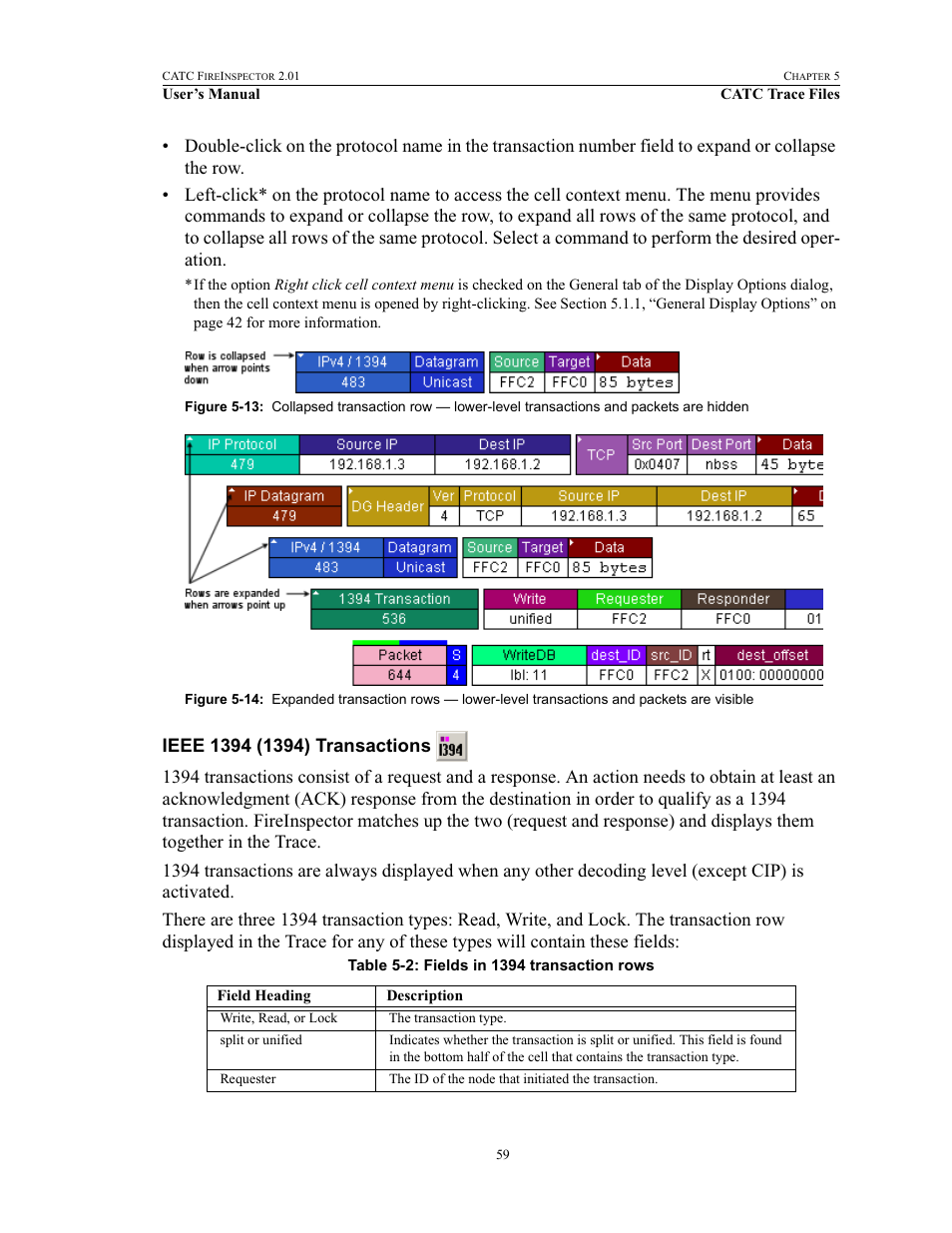 Ieee 1394 (1394) transactions | Teledyne LeCroy FireInspector - Users Manual User Manual | Page 69 / 147