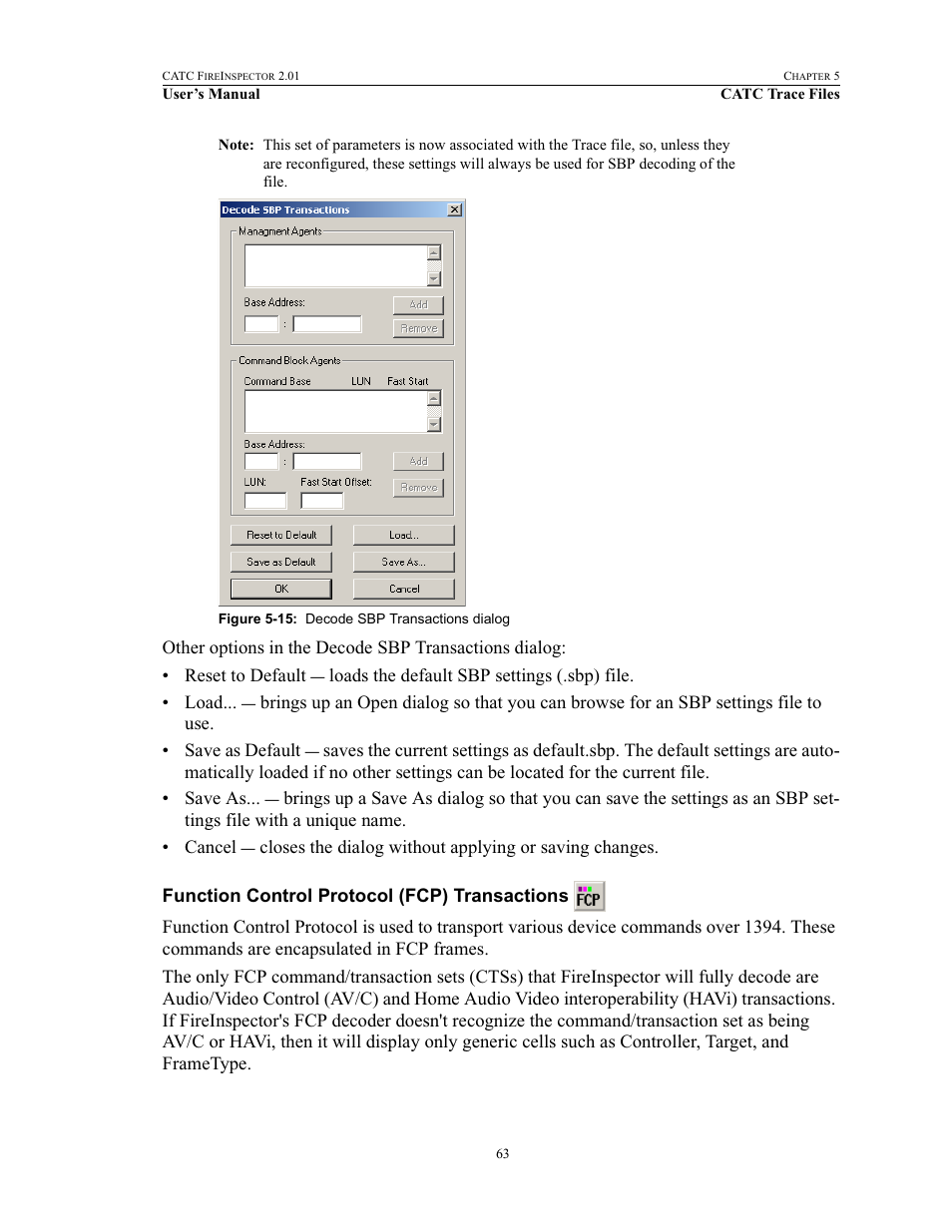 Function control protocol (fcp) transactions | Teledyne LeCroy FireInspector - Users Manual User Manual | Page 73 / 147