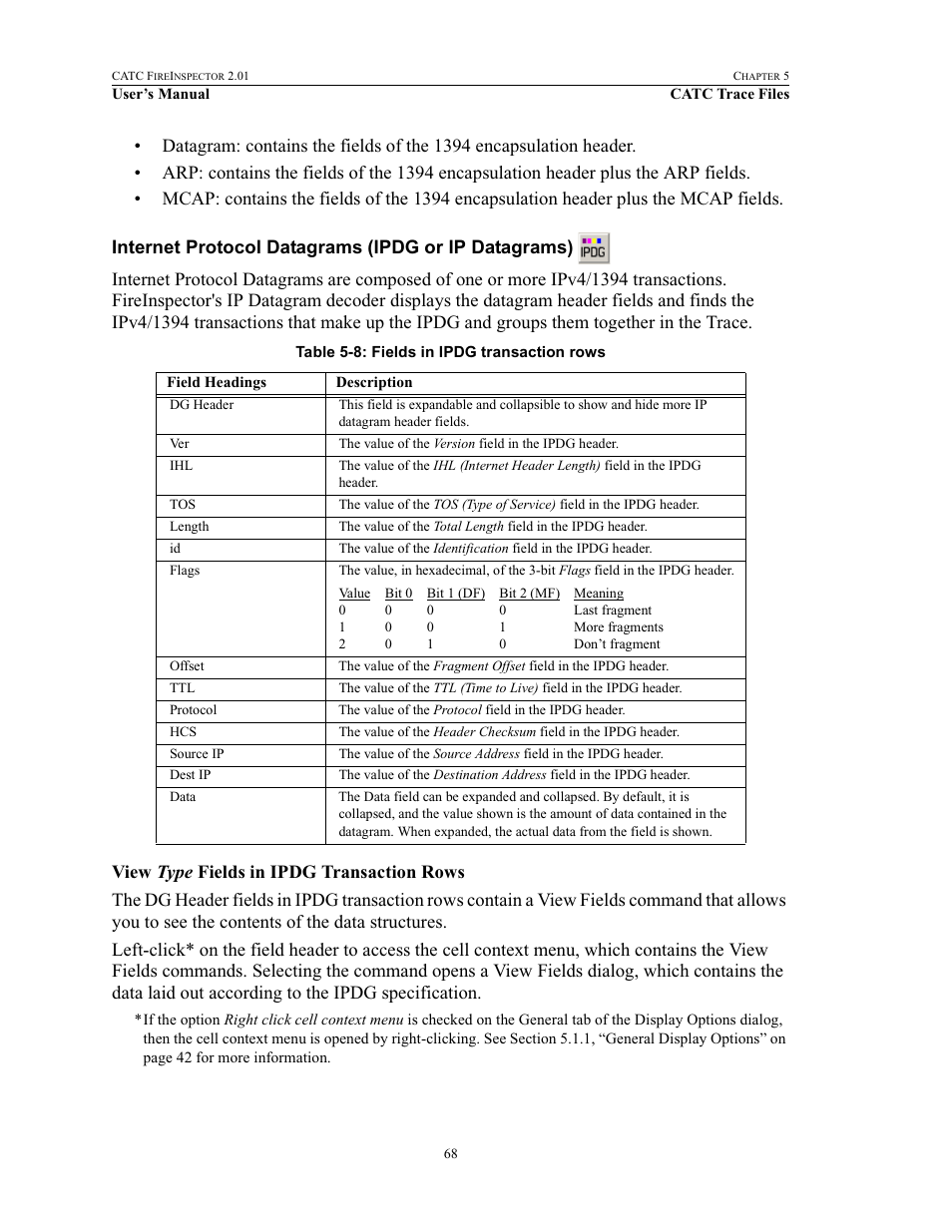 Internet protocol datagrams (ipdg or ip datagrams) | Teledyne LeCroy FireInspector - Users Manual User Manual | Page 78 / 147