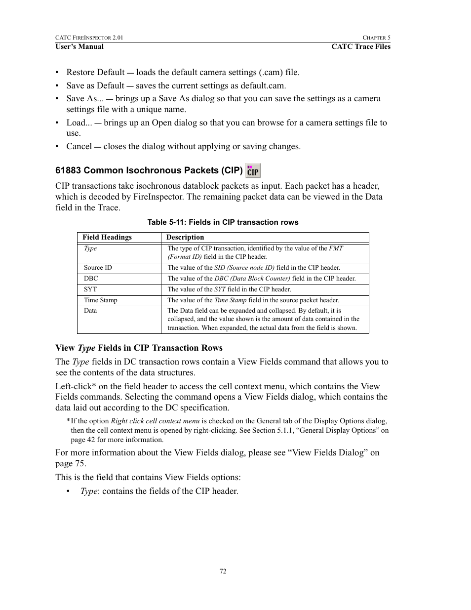 61883 common isochronous packets (cip) | Teledyne LeCroy FireInspector - Users Manual User Manual | Page 82 / 147