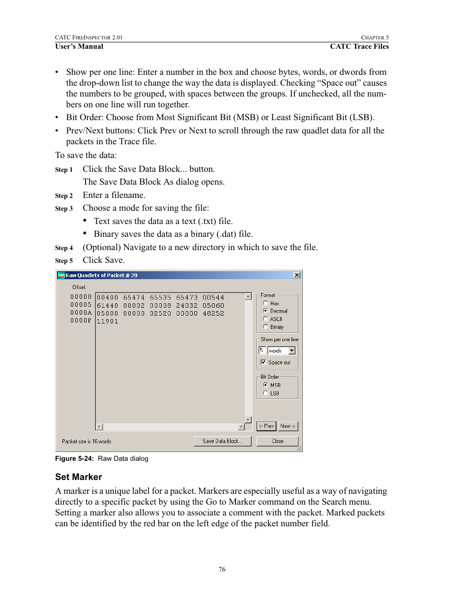 Set marker | Teledyne LeCroy FireInspector - Users Manual User Manual | Page 86 / 147