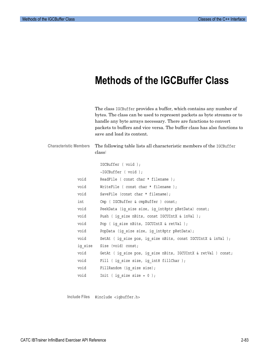 Methods of the igcbuffer class | Teledyne LeCroy Automation API for IBTrainer Software Ver.2.0 User Manual | Page 105 / 167