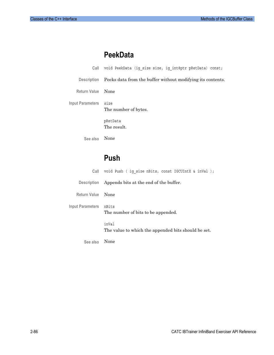 Peekdata, Push | Teledyne LeCroy Automation API for IBTrainer Software Ver.2.0 User Manual | Page 108 / 167