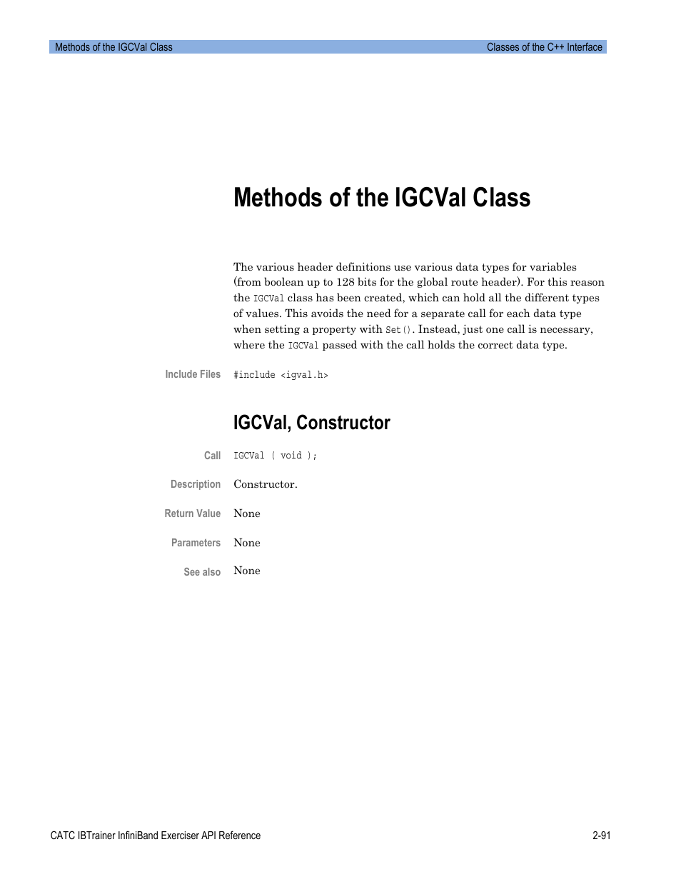 Methods of the igcval class, Igcval, constructor | Teledyne LeCroy Automation API for IBTrainer Software Ver.2.0 User Manual | Page 113 / 167